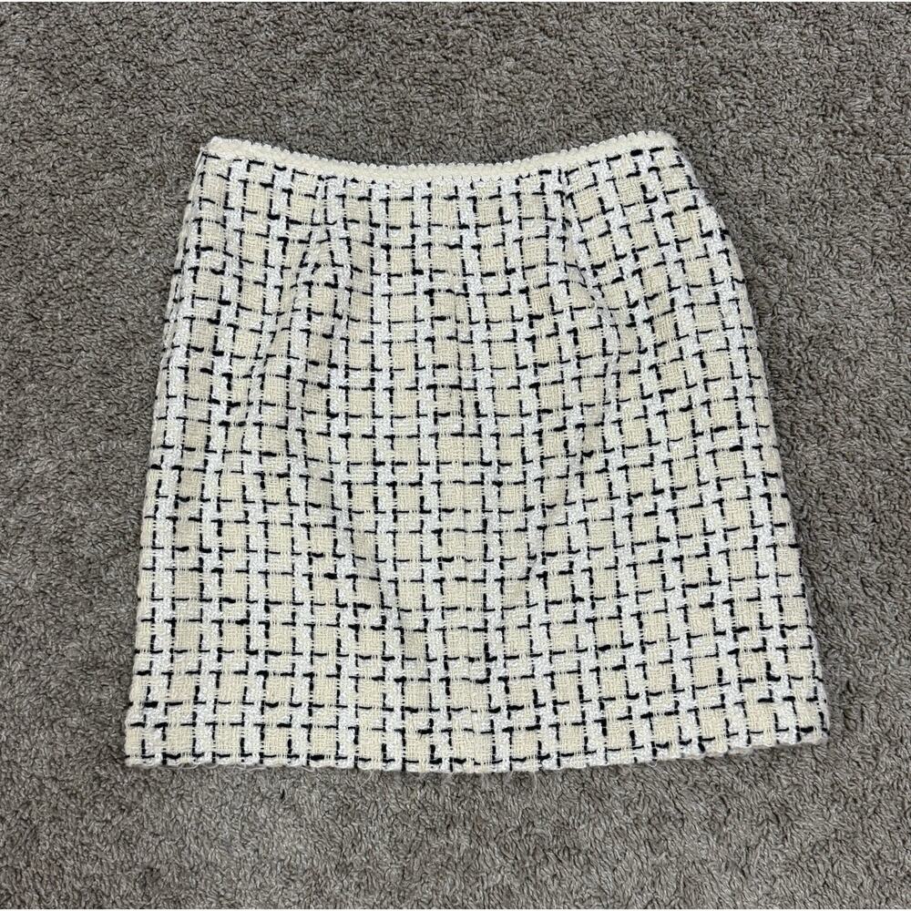 INC International Concepts Tweed Skirt Suit Set Ivory Black Size 2 Petite - Picture 8 of 11